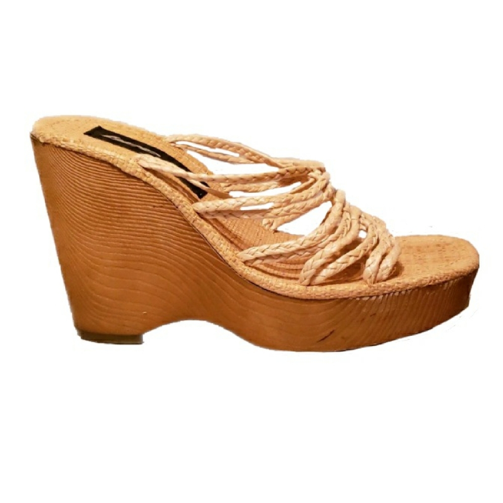 Vintage Bee Fly Boho Rafia Wedge 8